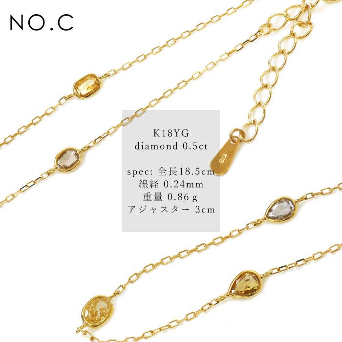 あすつく ブレスレット 限定7本 K18YG 0.5ct ファンシーローズカットダイヤモンド ステーション ブレスレット 誕生石4月 |  | 03