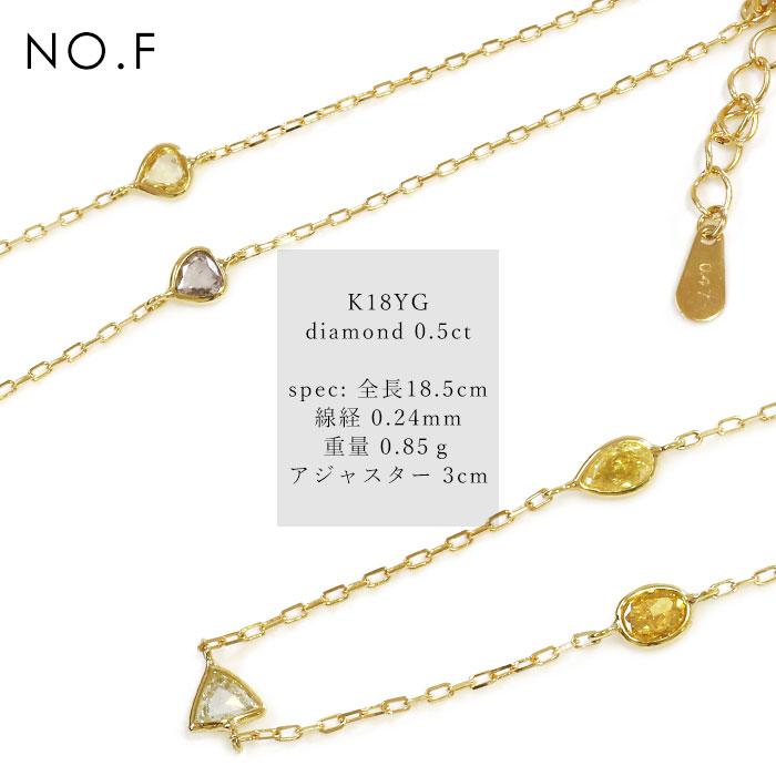 あすつく ブレスレット 限定7本 K18YG 0.5ct ファンシーローズカットダイヤモンド ステーション ブレスレット 誕生石4月 |  | 06