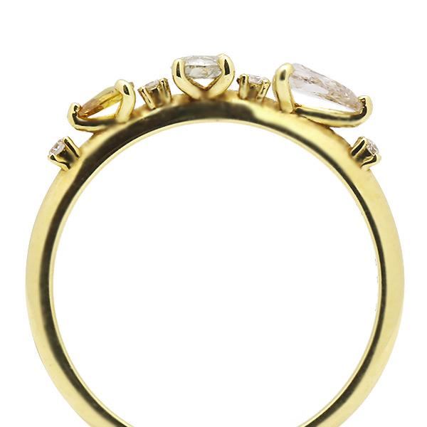 限定1本 K18GG 0.38ct マルチカラーダイヤモンド 7石 リング 12号