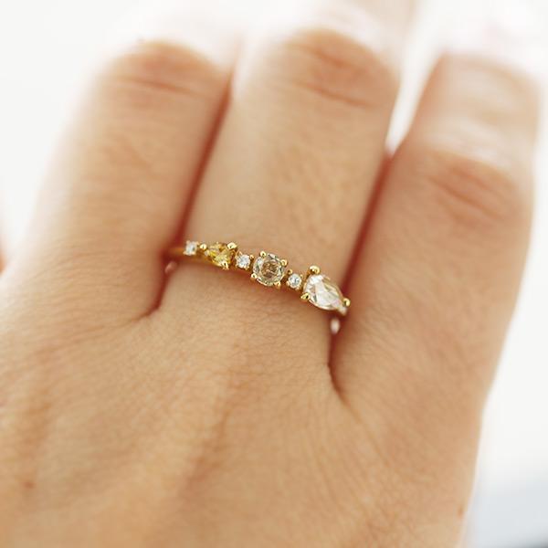 限定１本 K18GG 0.38ct マルチカラーダイヤモンド ７石 リング 12号 サイズ変更承ります 誕生石4月の画像