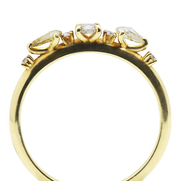 限定1本 K18GG 0.37ct マルチカラーダイヤモンド 7石 リング 12号