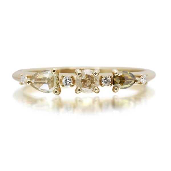 限定1本 K18CG 0.36ct マルチカラーダイヤモンド 7石 リング