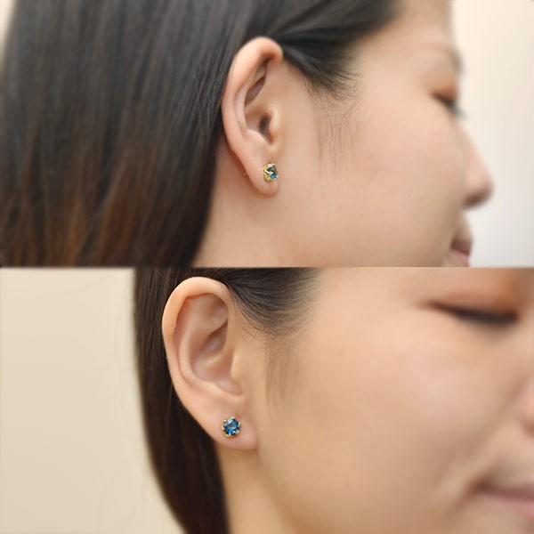 6mm ロンドン ブルートパーズ レース アンティーク ピアス 誕生石 11月 PT900 K18 K10対応の画像
