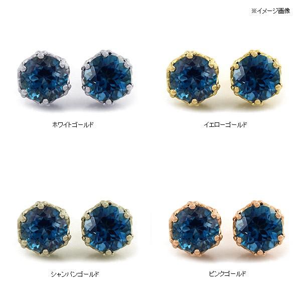 6mm ロンドン ブルートパーズ レース アンティーク ピアス 誕生石 11月 PT900 K18 K10対応の画像