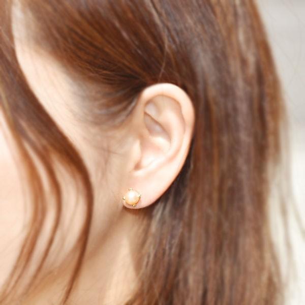 朝陽の一粒 湖水真珠 7mm ピアス PT900 K18 K10対応 誕生石 6月の画像