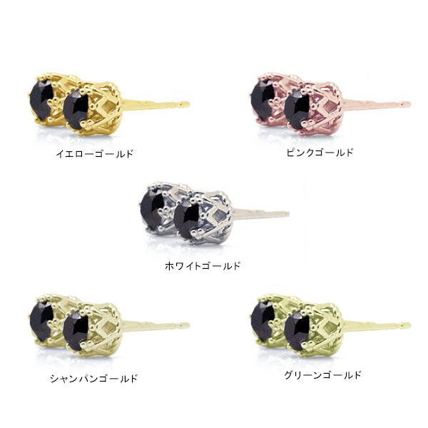 ブラックダイヤモンド 睡蓮ピアス PT900 K18 K10対応 誕生石 4月 