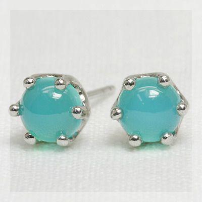 5ミリ シーブルーカルセドニー ピアス PT900 K18 K10対応 : ジュエリー 