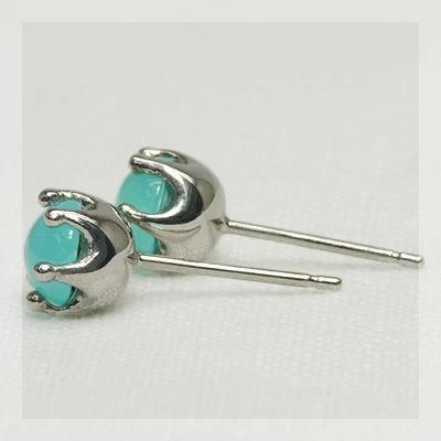 クーポン登場中 5ミリ シーブルーカルセドニー ピアス PT900 K18 K10