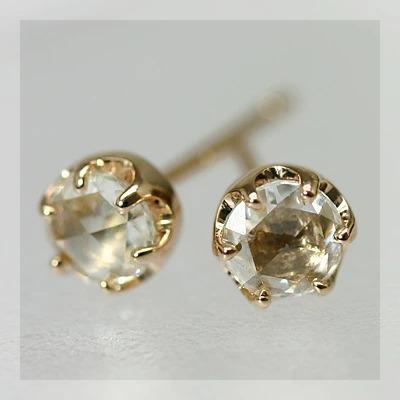 ローズカットダイヤモンド3.6ミリティファニーセッティングピアス PT900 K18 K10対応 誕生石 4月の画像