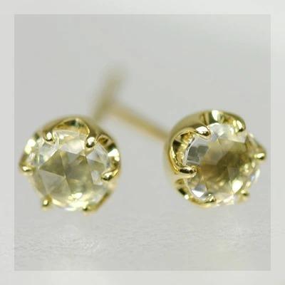 ローズカットダイヤモンド3.6ミリティファニーセッティングピアス PT900 K18 K10対応 誕生石 4月の画像