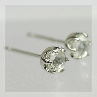ローズカットダイヤモンド3.6ミリティファニーセッティングピアス PT900 K18 K10対応 誕生石 4月の画像