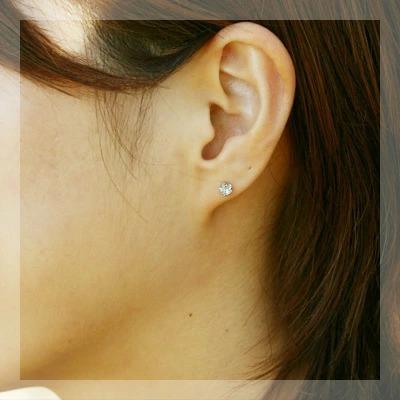 ローズカットダイヤモンド3.6ミリティファニーセッティングピアス PT900 K18 K10対応 誕生石 4月の画像