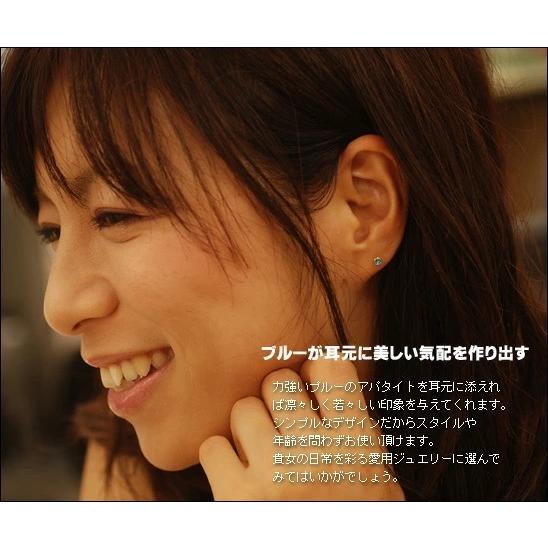 3ミリ ブルーアパタイトスタッドピアス PT900 K18 K10対応 
