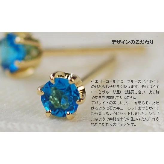 日替わりセール開催 3ミリ ブルーアパタイトスタッドピアス PT900 K18