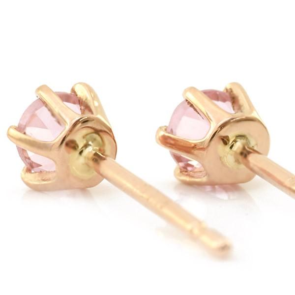 3mm 桜色ピンクトルマリン ティファニーセッティング ピアス PT900 K18 