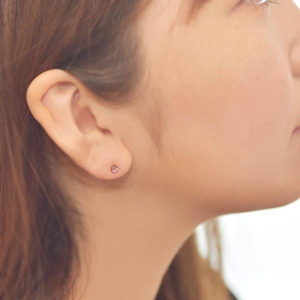 3mm 桜色ピンクトルマリン ティファニーセッティング ピアス PT900 K18 