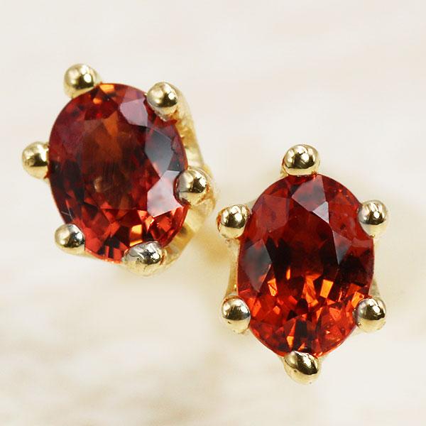 P10％中 マンダリンガーネット 4×3mm オーバル ミルククラウンセッティング ピアス PT900 K18 K10対応 | 