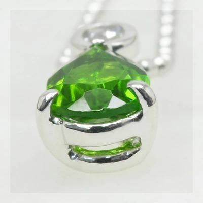 6×4ｍｍ グリーンガーネット ペアシェイプ ローズカットダイヤモンド ペンダント チェーン付　PT900 K18 K10対応の画像