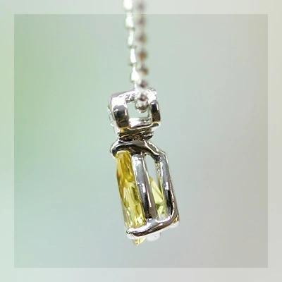 6x4mm ゴールデンベリル ペアシェイプ ローズカットダイヤモンド ペンダント チェーン付　PT900 K18 K10対応 誕生石 4月の画像