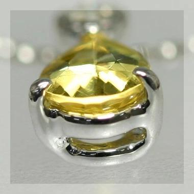 6x4mm ゴールデンベリル ペアシェイプ ローズカットダイヤモンド ペンダント チェーン付　PT900 K18 K10対応 誕生石 4月の画像