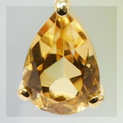 希少石 6×4ｍｍ インペリアルトパーズ ペアシェイプ ローズカットダイヤモンド ペンダント チェーン付　PT900 K18 K10対応の画像