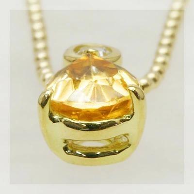 希少石 6×4ｍｍ インペリアルトパーズ ペアシェイプ ローズカットダイヤモンド ペンダント チェーン付　PT900 K18 K10対応の画像