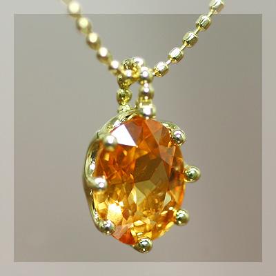 スペサタイトガーネット ８×６mm オーバル ペンダント チェーン付 誕生石 1月 PT900 K18 K10対応の画像