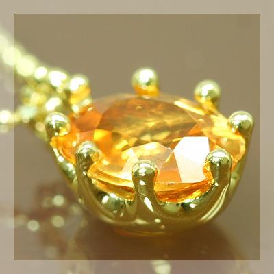 スペサタイトガーネット ８×６mm オーバル ペンダント チェーン付 誕生石 1月 PT900 K18 K10対応の画像