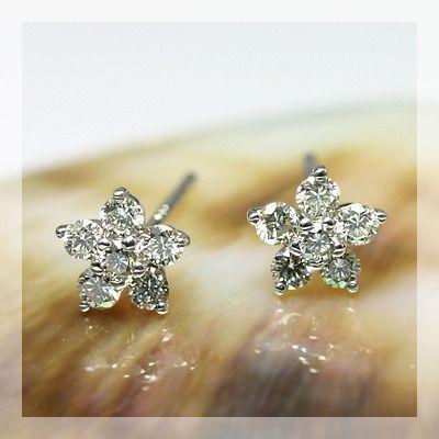 4℃✨ダイヤピアス　フラワー 楽天市場】K18YG【0.4ct】フラワーモチーフ ダイヤモンド ピアス