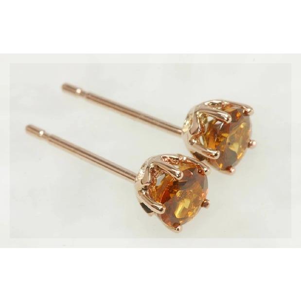 ピアス 4ミリ スペサタイトガーネットピアス 誕生石 1月 PT900 K18 K10対応の画像