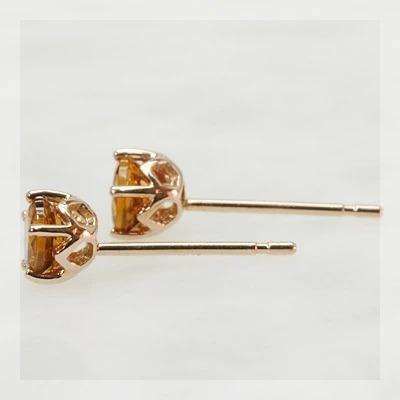 ピアス 4ミリ スペサタイトガーネットピアス 誕生石 1月 PT900 K18 K10対応の画像