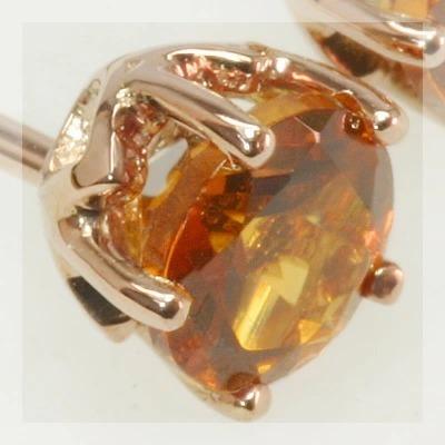 ピアス 4ミリ スペサタイトガーネットピアス 誕生石 1月 PT900 K18 K10対応の画像