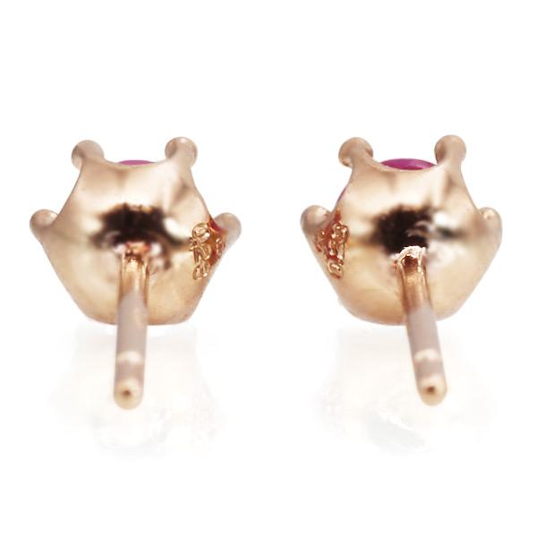 数量限定 ピンクサファイア カボション ピアス 1ペア 両耳分 PT900 K18 K10対応の画像
