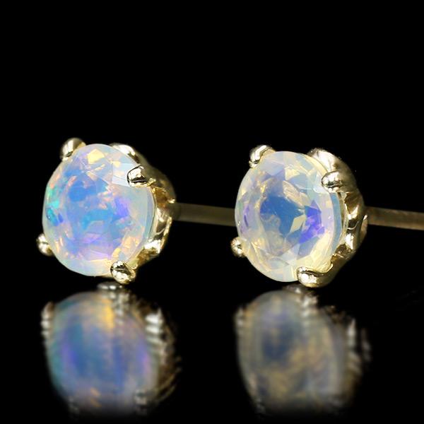 5mm エチオピアオパール ピアス 1ペア 両耳分 PT900 K18 K10対応の画像