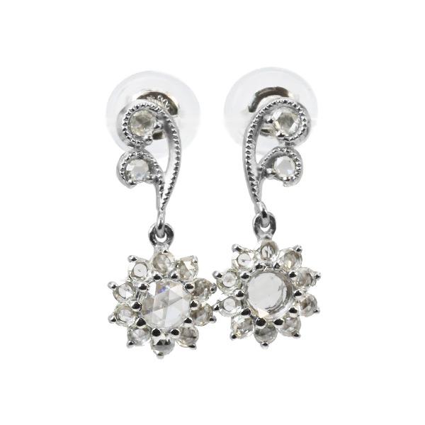 ローズカットダイヤモンド ピアス 王妃のパリュール 1ペア 両耳分 PT900 K18 K10対応 | 