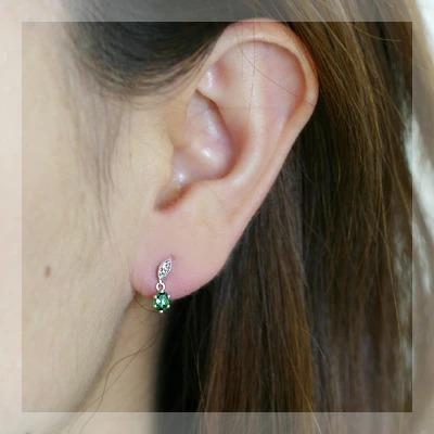 ベーネベーネ K18WG グリーンガーネットローズカットダイヤモンドリーフピアス グリーンガーネット ローズカットダイヤモンド リーフ ピアス