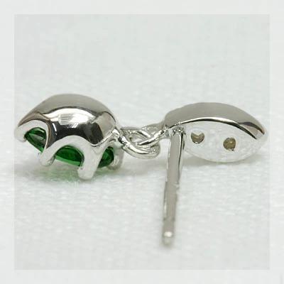 グリーンガーネット ローズカットダイヤモンド リーフ ピアス PT900