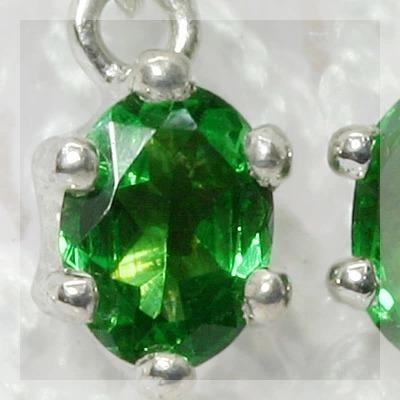グリーンガーネット ローズカットダイヤモンド リーフ ピアス PT900
