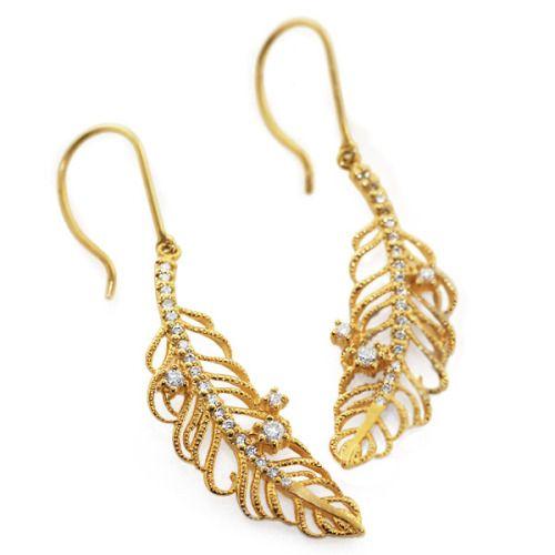 ダイヤモンド羽根ピアス ニケ K18 K10対応  誕生石 4月の画像