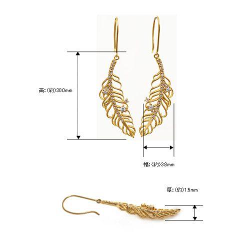 ダイヤモンド羽根ピアス ニケ K18 K10対応  誕生石 4月の画像