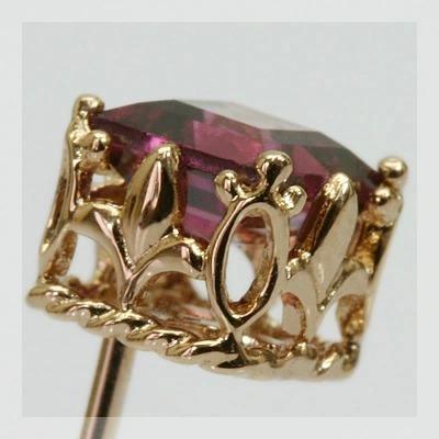 ロードライト ガーネット スクエア ピアス PT900 K18 K10対応　誕生石 1月の画像