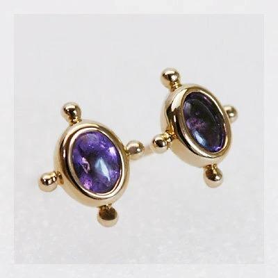 アメシスト ヴィクトリア モダン ピアス PT900 K18 K10対応 誕生石 2月の画像