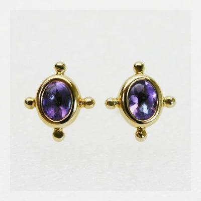 アメシスト ヴィクトリア モダン ピアス PT900 K18 K10対応 誕生石 2月の画像
