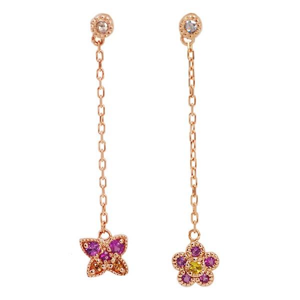 サファイア ローズカットダイヤピアス 花舞い PT900 K18 K10対応