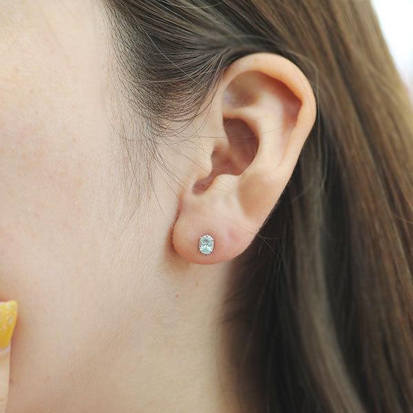 5×4mm グリーンベリル ピアス 両耳用 PT900 K18 K10対応 : ジュエリー