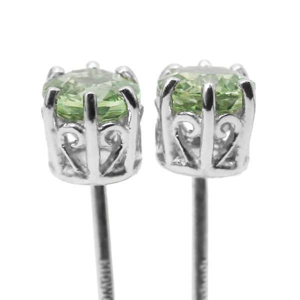 グリーンサファイア ピアス 1ペア 両耳分 PT900 K18 K10対応の画像