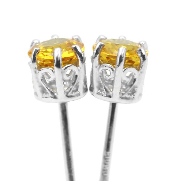 イエローサファイア ピアス 1ペア 両耳分 PT900 K18 K10対応 誕生石9月の画像