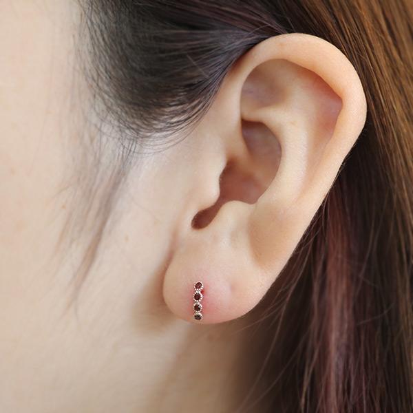 ガーネット ミル打ち アンティークデザイン ピアス 1ペア 両耳分 PT900 K18 K10対応  誕生石1月の画像
