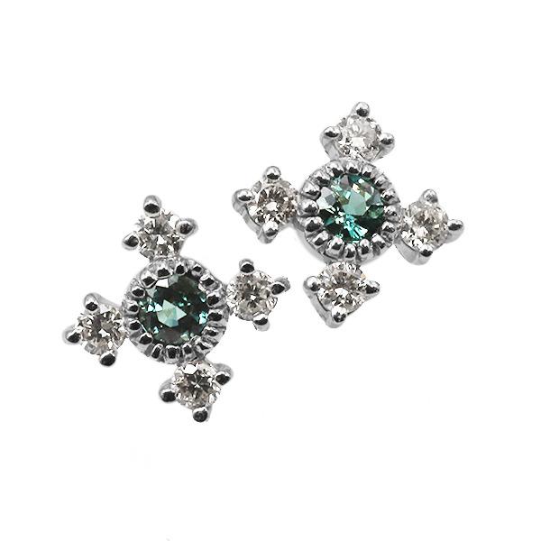 アレキサンドライト ゴシッククロス ピアス 1ペア 両耳分 PT900 K18 K10対応 誕生石6月 | 