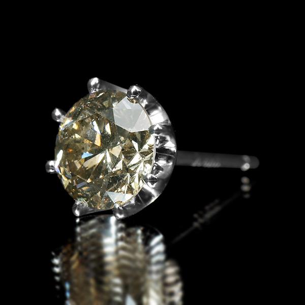 あすつく PT900 5.5mm 0.7ct ブラウンダイヤモンド 片耳 ピアス 0.5